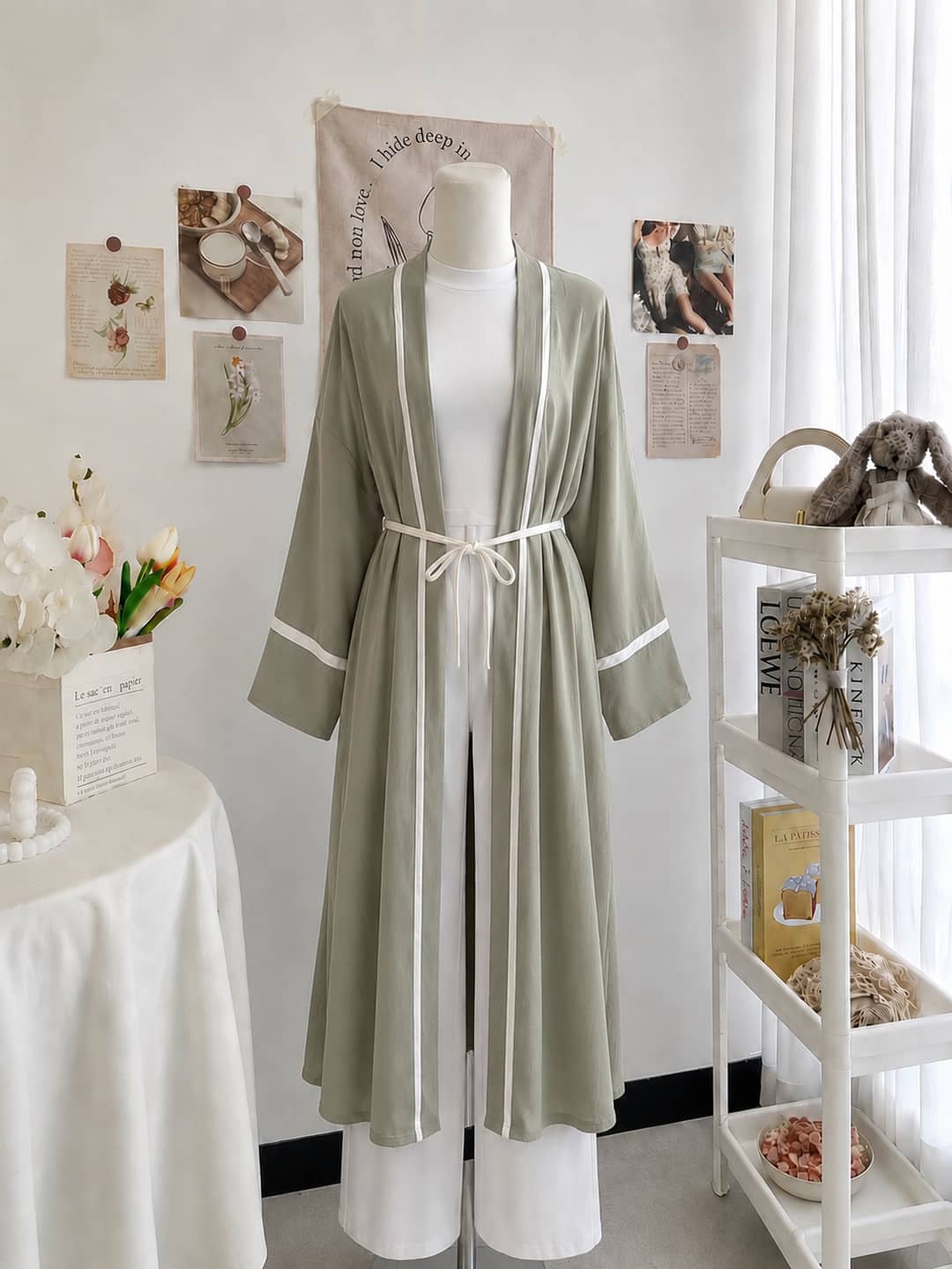 Kuşaklı Keten Kimono