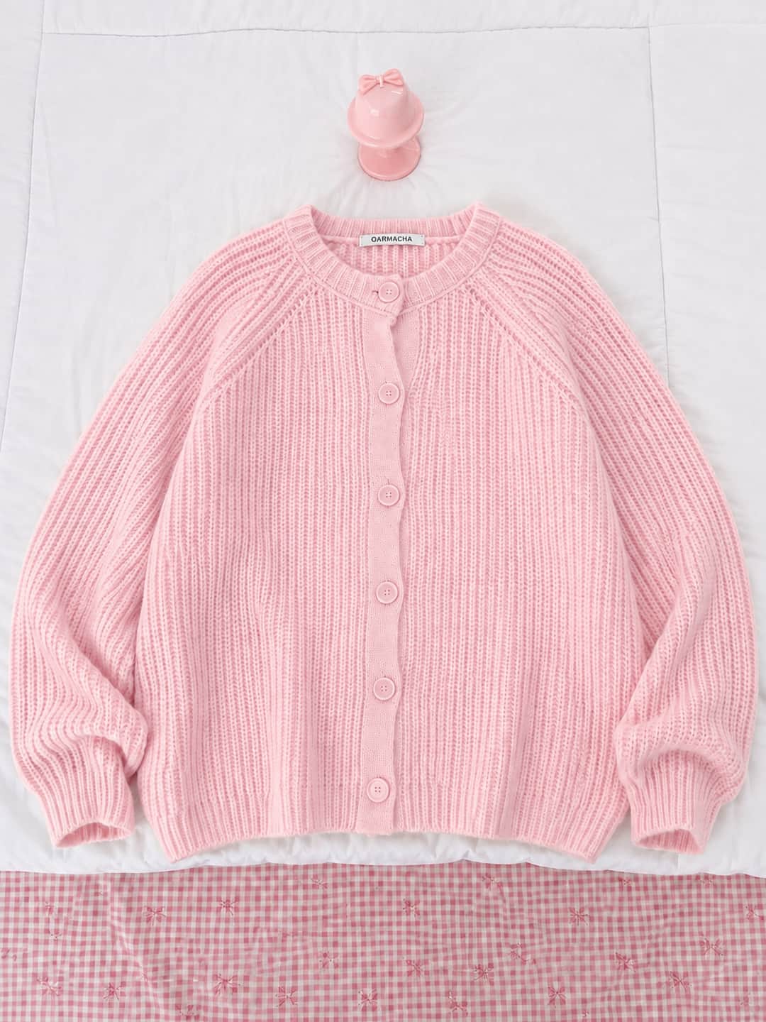 Oversize Düğmeli Fitilli Hırka