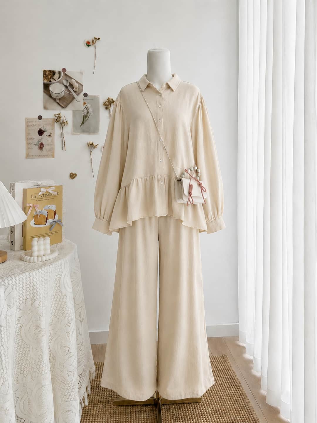Müslin Robalı Pantolon Takım