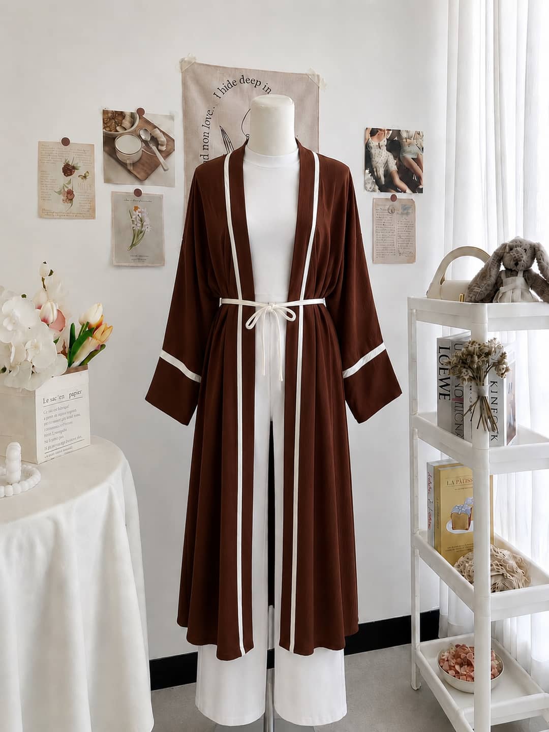 Kuşaklı Keten Kimono