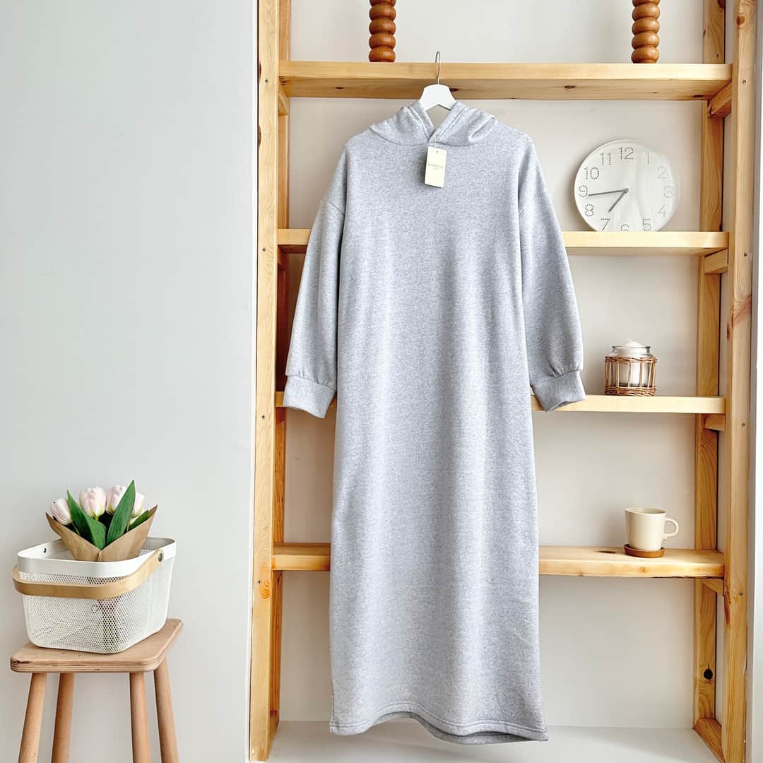 3 İplik Kapüşonlu Sweat Elbise