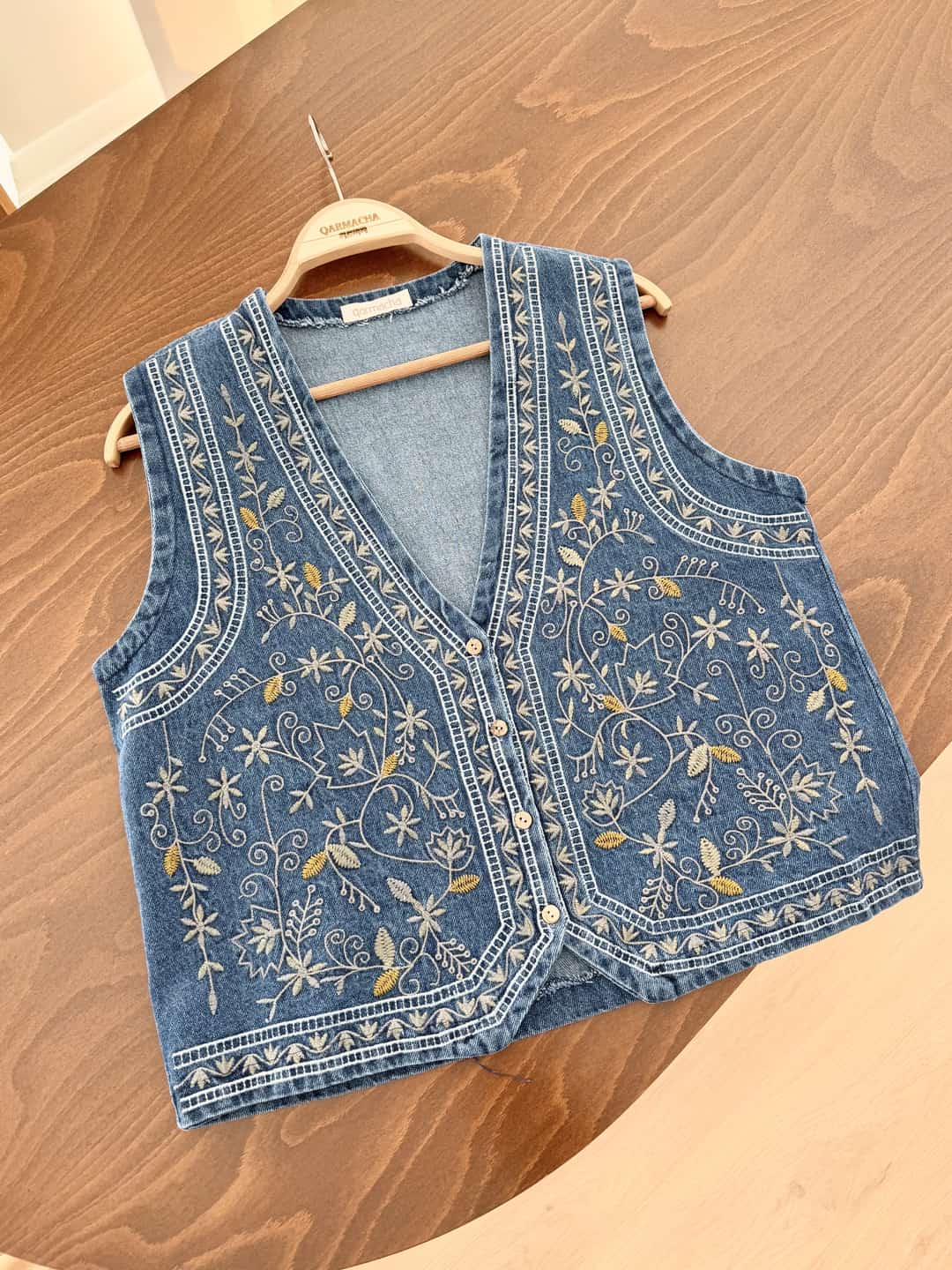 Etnik Desenli Kot Yelek
