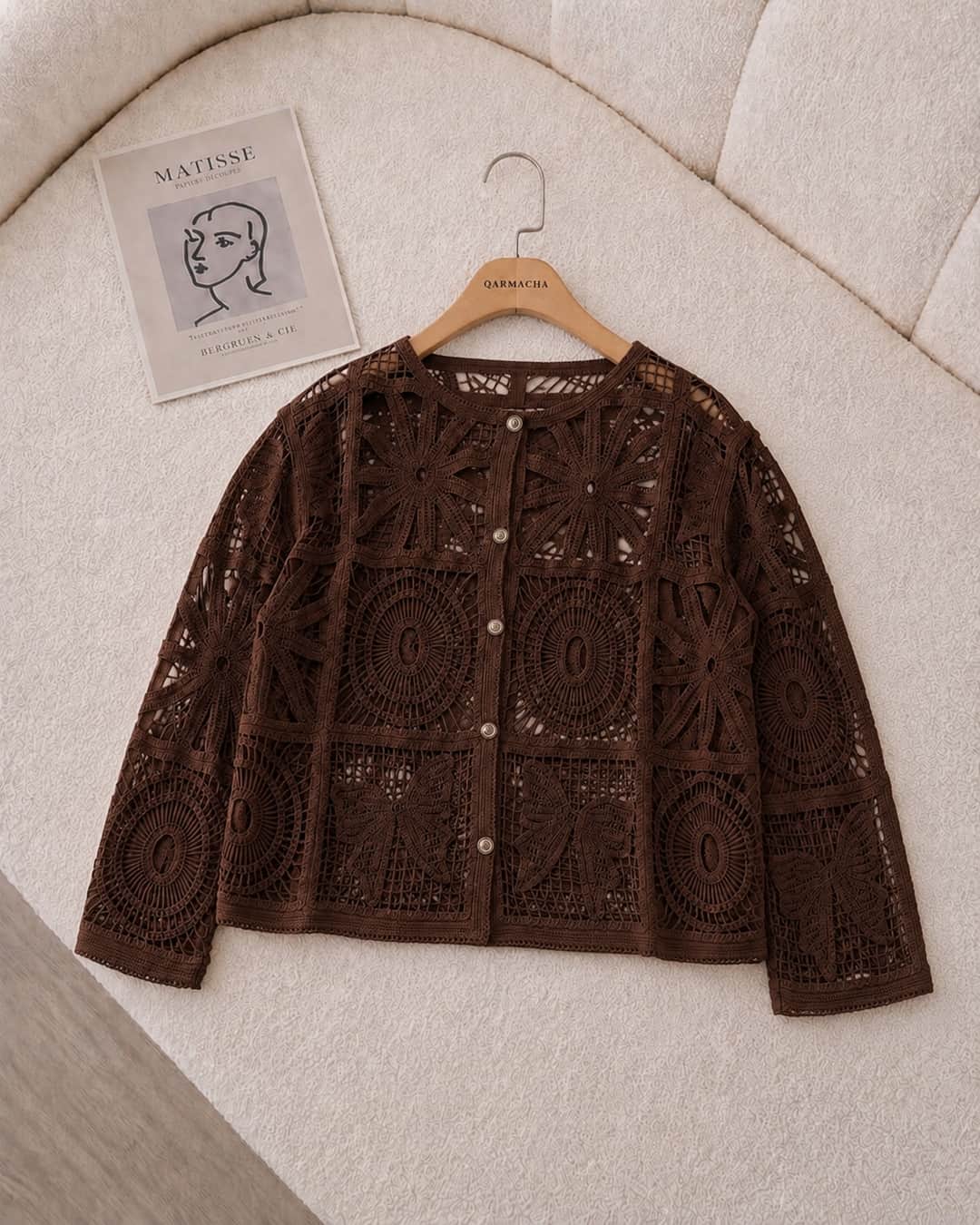 Retro Geometrik Dantel Hırka